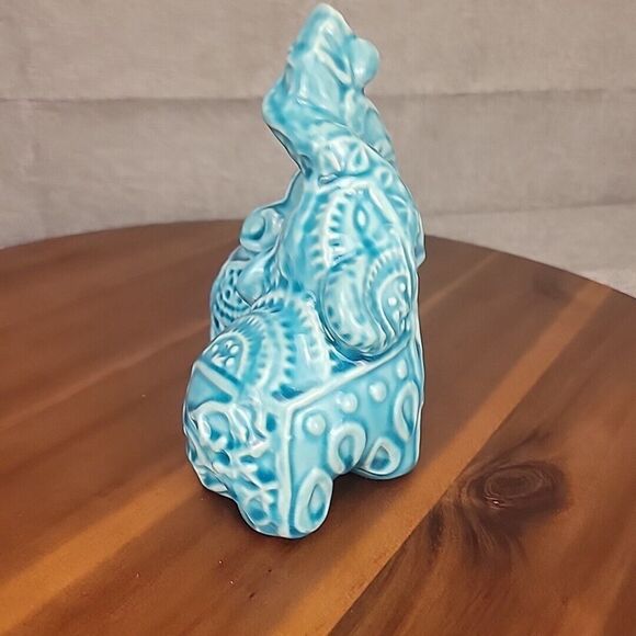 Ceramic Blue & White Decorative 2 Elephants‎ With Raised Trunks 6.5 " Figurine - Picture 6 of 9